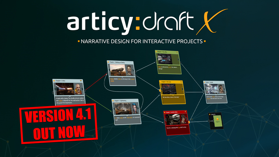 articy:draft X update 4.1 brings new features for narrative design and development