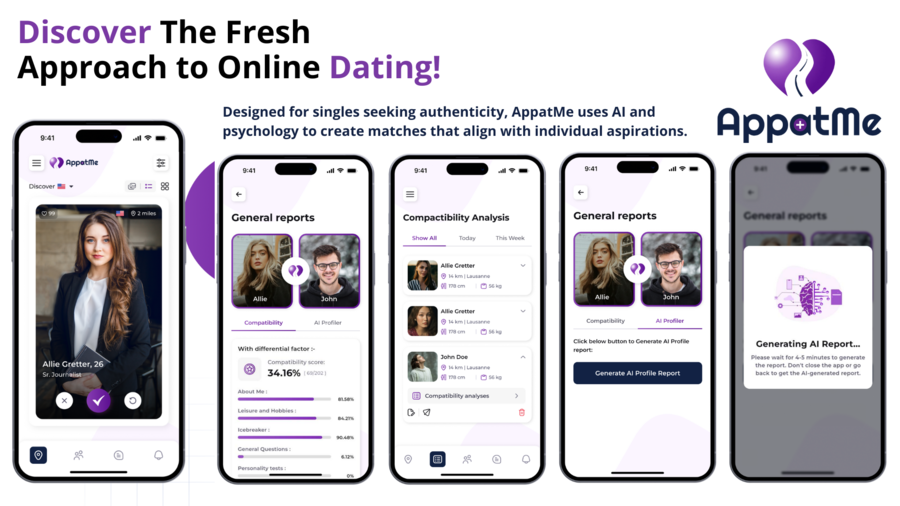 Designed for singles seeking authenticity, AppatMe uses AI and psychology to create matches that align with individual aspirations